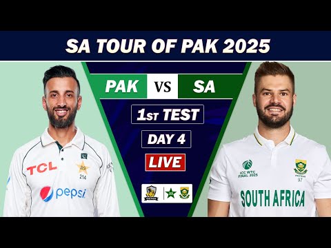 Thumbnail for PAKISTAN vs SOUTH AFRICA 1st TEST MATCH DAY 4 LIVE | PAK vs SA CRICKET LIVE COMMENTARY