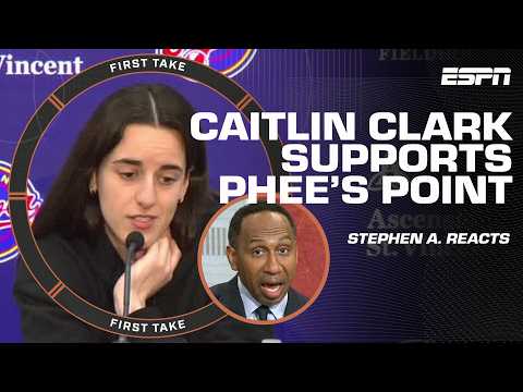 Thumbnail for Stephen A. commends Caitlin Clark for supporting Napheesa Collier's message 🤝 | First Take