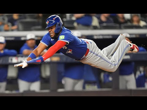 Thumbnail for Vladimir Guerrero Jr. DIVES head-first into home plate as the Blue Jays rally AGAIN! (Full inning)