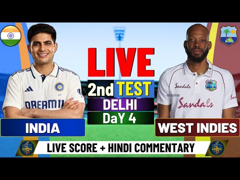 Thumbnail for Live Cricket Match Today | India vs West Indies 2nd Test Day 4 | THRILLING Live Score & Commentary!