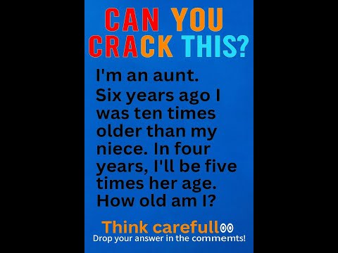 Thumbnail for Only Geniuses Can Solve This Aunt & Niece Age Riddle! 🧠 Can You Crack It?
