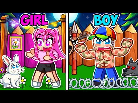 Thumbnail for GIRL VS BOY Base in 99 Nights Forest!