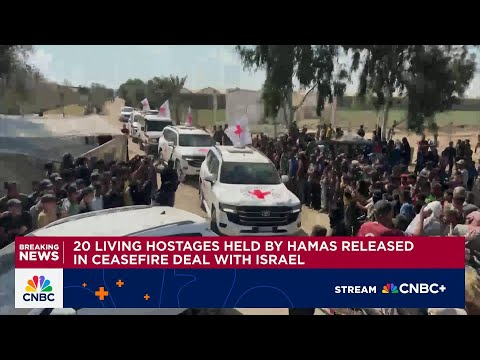 Thumbnail for 20 living hostages held by Hamas released in ceasefire deal with Israel