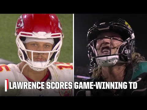 Thumbnail for GAME-WINNING TOUCHDOWN 😤 Trevor Lawrence scores rushing TD to defeat the Chiefs 🤯 | NFL on ESPN