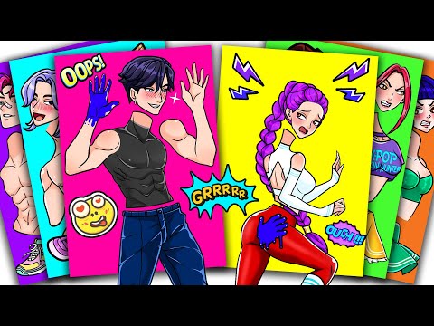 Thumbnail for HEY! Funny Love From HUNTRIX RUMI and SAJA BOYS JINU - KPOP DEMON HUNTERS | Sticker Book DIY