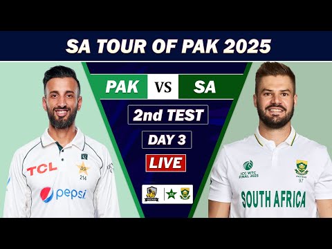 Thumbnail for PAKISTAN vs SOUTH AFRICA 2nd TEST DAY 3 MATCH LIVE | PAK vs SA CRICKET MATCH COMMENTARY