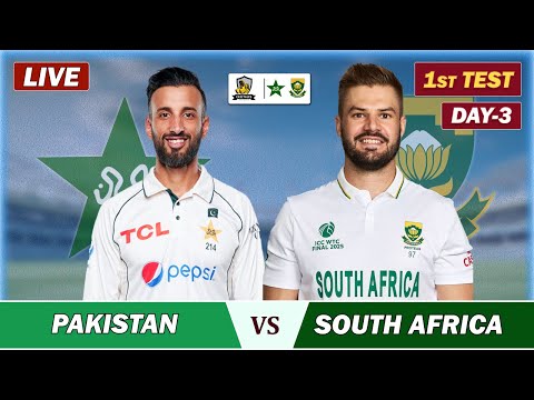 Thumbnail for PAK vs SA 1st TEST MATCH DAY 3 LIVE ,LAHORE | PAKISTAN vs SOUTH AFRICA LIVE COMMENTARY | PAK BAT