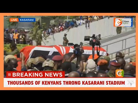 Thumbnail for Raila Odinga's body arrives at Kasarani Stadium for public viewing