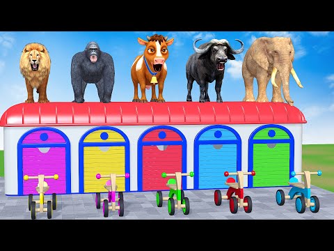 Thumbnail for Long Slide Game With Cow Elephant Gorilla Hippopotamus Tiger - 3d Animal Game - Funny 3d Animals