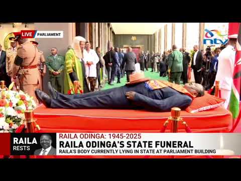 Thumbnail for President Ruto pays last respect to Raila Odinga who is lying in state at Parliament Buildings