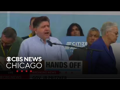 Thumbnail for JB Pritzker tells Trump to "stay the hell out of Chicago” during "No Kings" protest