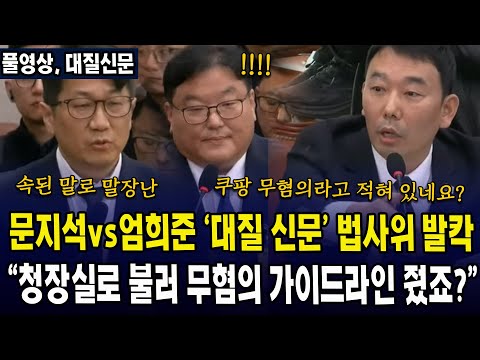 Thumbnail for (🔴풀영상, 역대급 대질신문 소름) 문지석vs엄희준 '대질 신문' 법사위 발칵 ...  "청장실로 불러 무혐의 가이드라인 줬죠?"