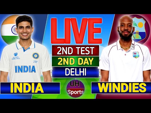 Thumbnail for 🔴 IND v WI 2nd Test Cricket Match Live Score , India vs West Indies Cricket Live Match, Day 2, WI IN