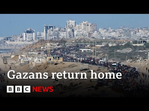 Thumbnail for Gazans return home as ceasefire begins | BBC News