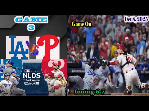 Thumbnail for Los Angeles Dodgers vs Philadelphia Phillies NLDS inning 6-7 Game 3 Highlights -MLB 8/10/2025