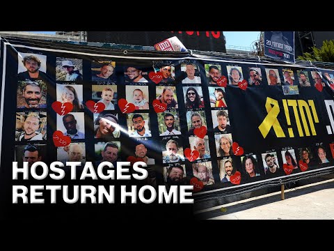 Thumbnail for Freed Israeli hostages arrive at Reim military base: Full Event