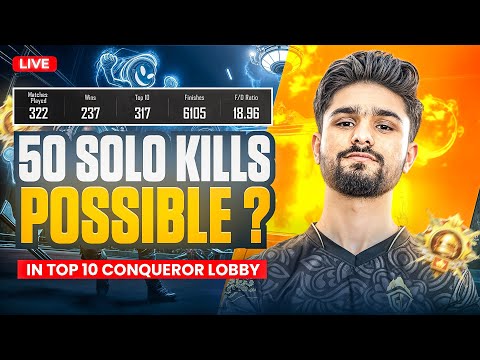 Thumbnail for 50 SOLO KILLS POSSIBLE? | CONQUEROR RANK PUSH TO #1 | BGMI LIVE