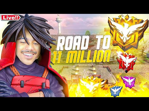 Thumbnail for LIVE 🔴 Road to 11 million😱 Dominating top 1 Global Lobby #freefirelive #lakagaming #shortfeed