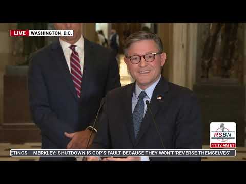Thumbnail for WATCH: Speaker Mike Johnson speaks on Day Three of the "Democrat Shutdown" - 10/3/25