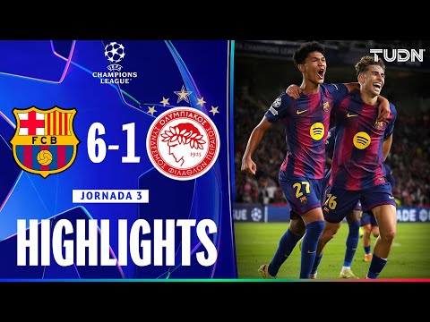 Thumbnail for HIGHLIGHTS - Barcelona 6-1 Olympiacos | UEFA Champions League - Jornada 3 2025-26 | TUDN