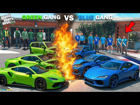 Thumbnail for Franklin Blue Gang Vs Shinchan Green Gang Battle Of Cars In GTA 5!