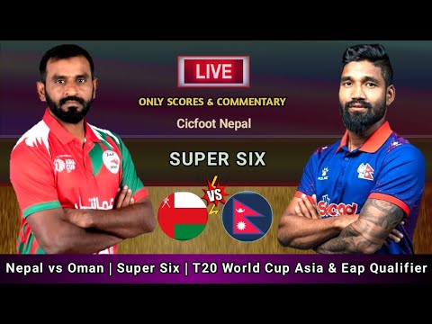 Thumbnail for Nepal vs Oman Live Score & Commentary Only | Super 6 | T20 World Cup Asia & Eap Qualifier | Cricfoot