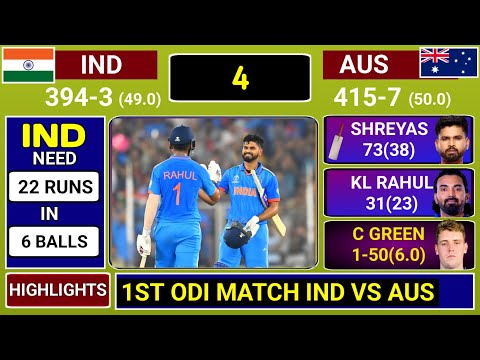 Thumbnail for India Vs Australia 1st ODI Match Full Highlights | IND vs AUS 1st ODI Score and Commentary