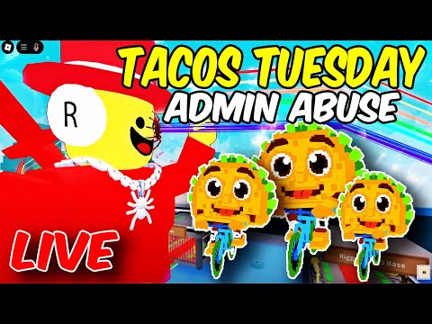 Thumbnail for Admin abuse + Tacos Tuesday Live (Steal A Brainrot) #stealabrainrot #roblox #livestream