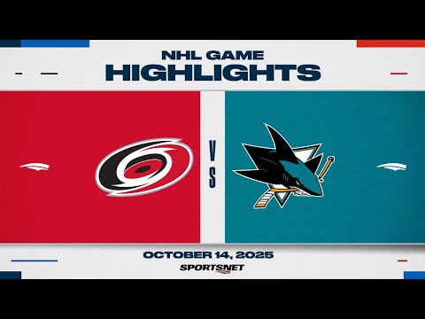 Thumbnail for NHL Game Highlights | Hurricanes vs. Sharks - October 14, 2025
