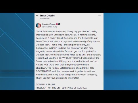 Thumbnail for Trump orders all available funds for Pentagon amid shutdown