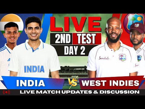 Thumbnail for LIVE: INDIA VS WEST INDIES TEST | Live Cricket Match Score & Commentary | IND VS WI, 2ND TEST, DAY 2