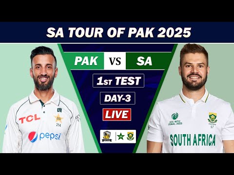Thumbnail for PAKISTAN vs SOUTH AFRICA 1st TEST MATCH DAY 3 LIVE | PAK vs SA CRICKET MATCH LIVE COMMENTARY