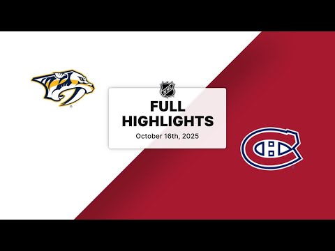 Thumbnail for NHL Highlights | Predators vs. Canadiens | October 16, 2025