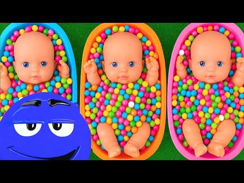 Thumbnail for Full of 3 Rainbow BathTubs Candy with M&M's & Magic Slime Cutting Video