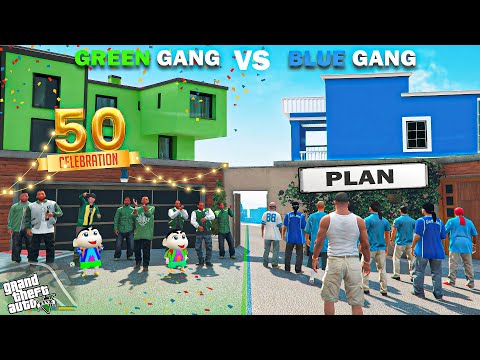 Thumbnail for Shinchan Green Gang Celebration Vs Franklin Blue Gang Revenge Planning In GTA 5!