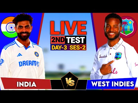 Thumbnail for ND vs WI, 2nd Test 2025 | Live Cricket Score & Commentary,India vs West Indies day-3 session-2
