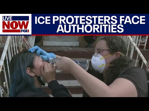 Thumbnail for Anti-ICE protesters in Chicago and Portland