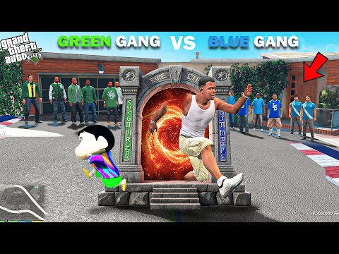 Thumbnail for Franklin Blue Gang Vs Shinchan Green Gang Bike Portal Ramp Challenge In GTA 5!
