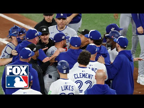 Thumbnail for BENCHES CLEAR IN GAME 7 🚨 Blue Jays Storm Field after Andrés Giménez Hit By Pitch