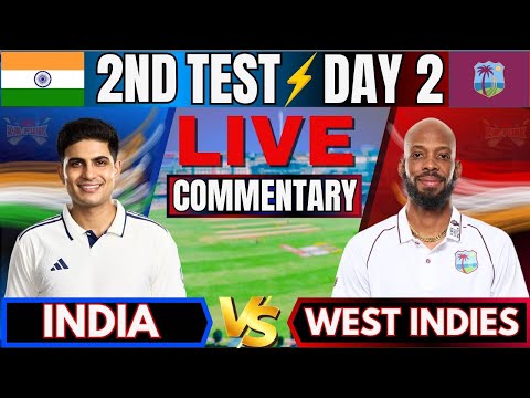 Thumbnail for 🔴 IND vs WI 2nd Test Day 2, 3rd session | India vs West Indies Live Cricket Score & Fan Commentary
