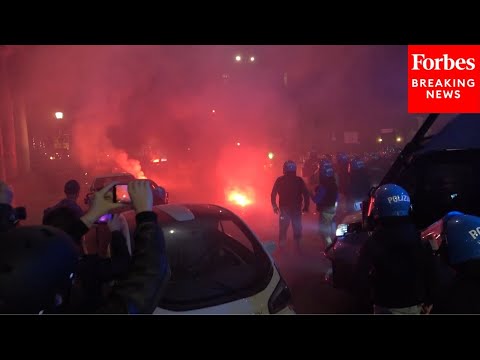 Thumbnail for Protesters Clash With Police Forces As Small Explosions, Fire Marr Pro-Palestinian Protest In Rome
