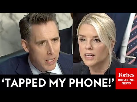 Thumbnail for 'Who Ordered The Tapping Of The Phones Of United States Senators?': Josh Hawley Presses Pam Bondi