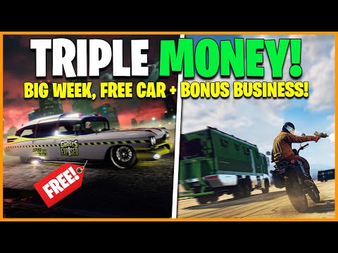 Thumbnail for BIG GTA ONLINE WEEKLY UPDATE - FREE CAR, 2X BUSINESS, TRIPLE MONEY & MORE