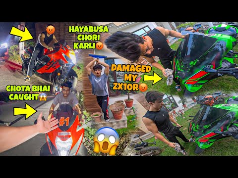 Thumbnail for Hayabusa Chori😡 ki Chota bhai ne‼️ |  Damaged my Superbike for a PRANK video  My Family Vlogs 