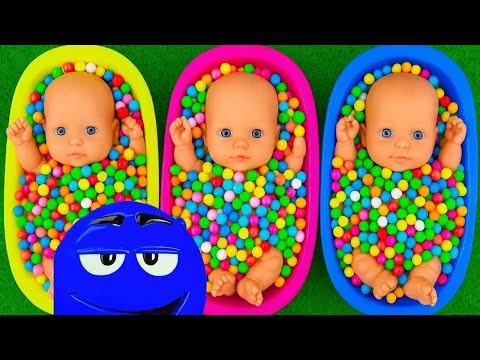 Thumbnail for Full of 3 Rainbow BathTubs Candy with M&M's & Magic Slime Cutting Video
