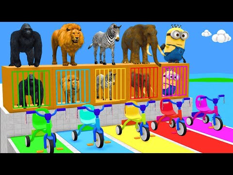 Thumbnail for Long Slide Game with Cow Elephant Gorilla Hippopotamus Tiger 3d Animal Game Funny 3d Animals
