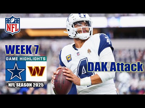 Thumbnail for Dallas Cowboys Vs. Washington Commanders | Game Highlights Today | NFL Season 2025