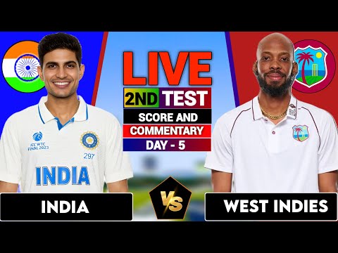 Thumbnail for Live: India vs West Indies, 2nd Test Day -5 | Live Cricket Score & Commentary, IND vs WI live match