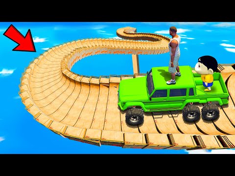 Thumbnail for SHINCHAN AND FRANKLIN TRIED THE IMPOSSIBLE CURVY MEGA RAMP STAIRS PARKOUR CHALLENGE GTA 5