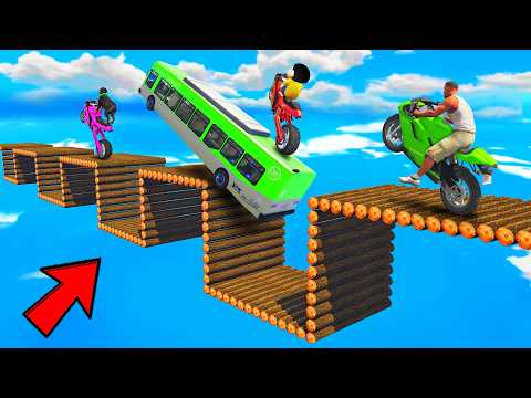 Thumbnail for SHINCHAN AND FRANKLIN TRIED THE IMPOSSIBLE WOODEN GAP ZGZAG BRIDGE PARKOUR CHALLENGE GTA 5